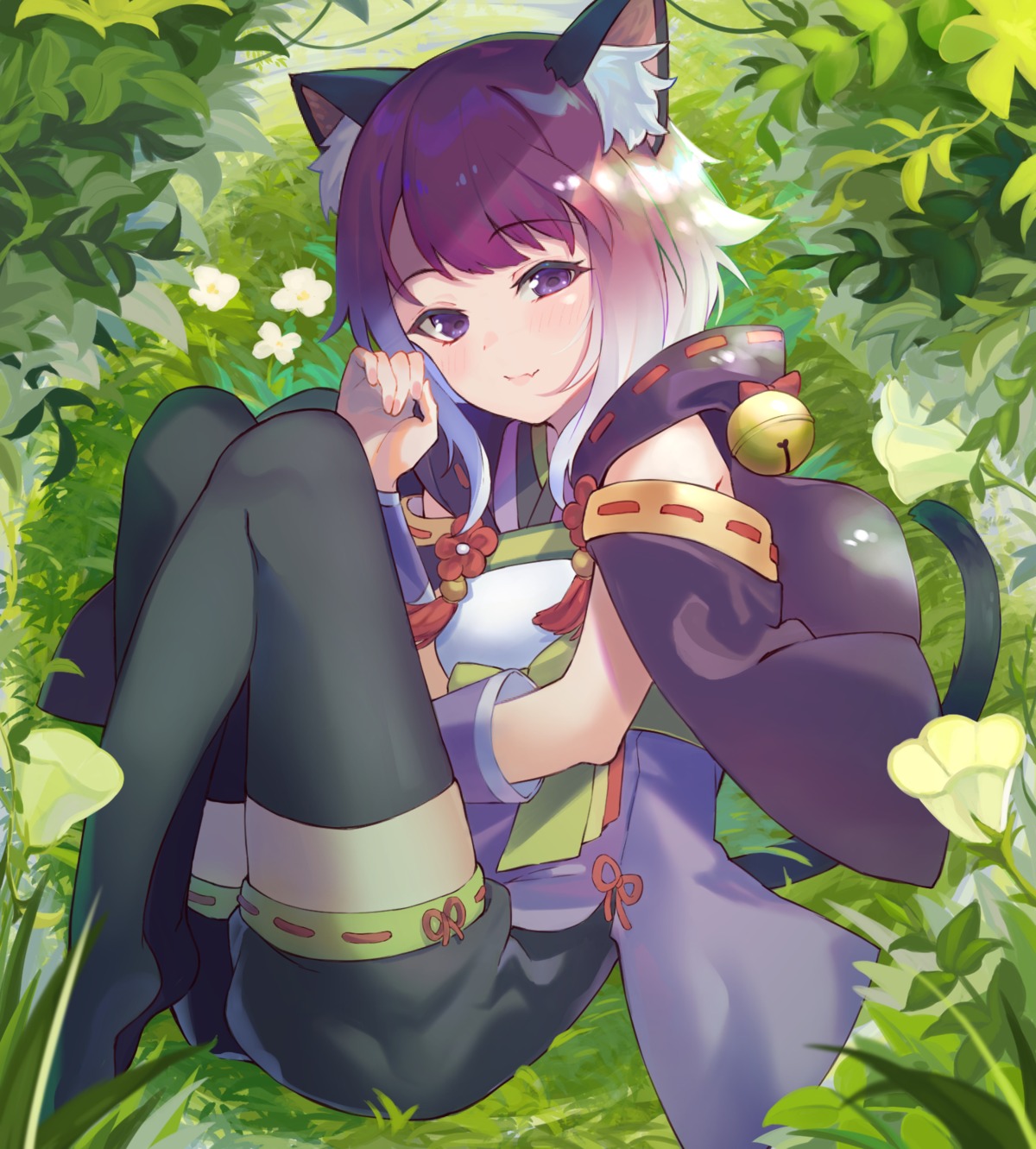 animal_ears, japanese_clothes, nekomimi, princess_connect!, princess_connect!_re:dive, shimon_(31426784), tail, thighhighs