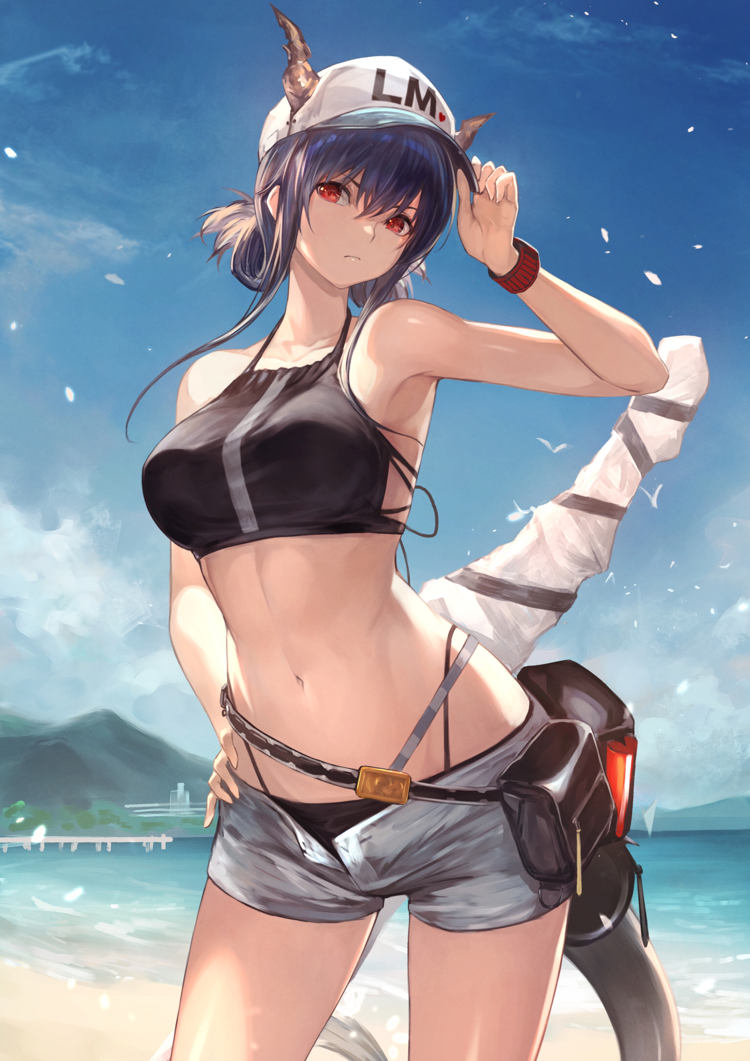 arknights, bikini, ch'en_(arknights), horns, shirataki_jiro, swimsuits, tail