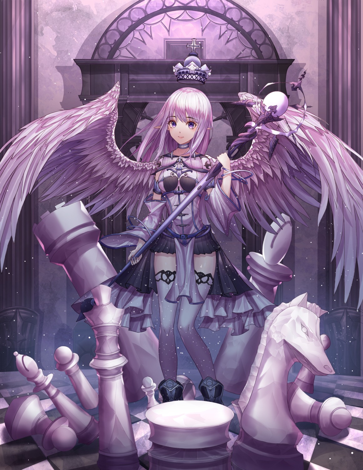 seemu_(wnslqjdignv_), thighhighs, weapon, wings