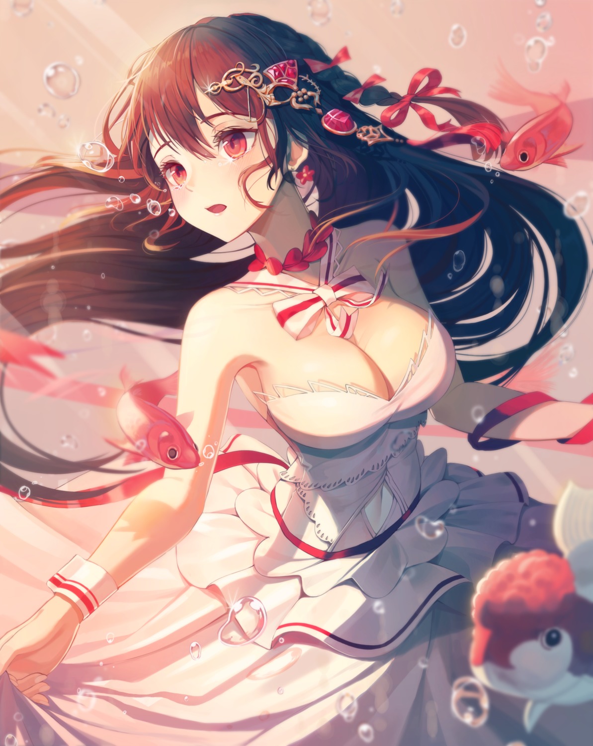 cleavage, dress, no_bra, refla, skirt_lift
