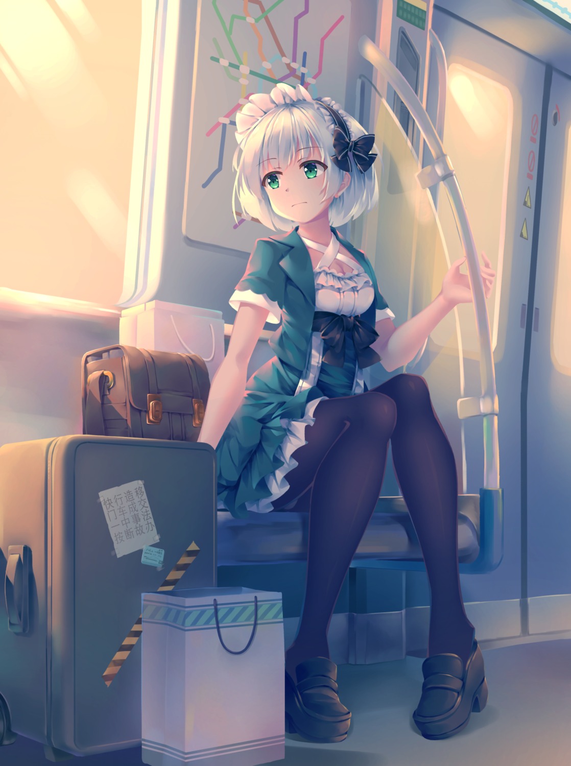 cleavage, heels, konpaku_youmu, mechrailgun, pantsu, pantyhose, skirt_lift, touhou