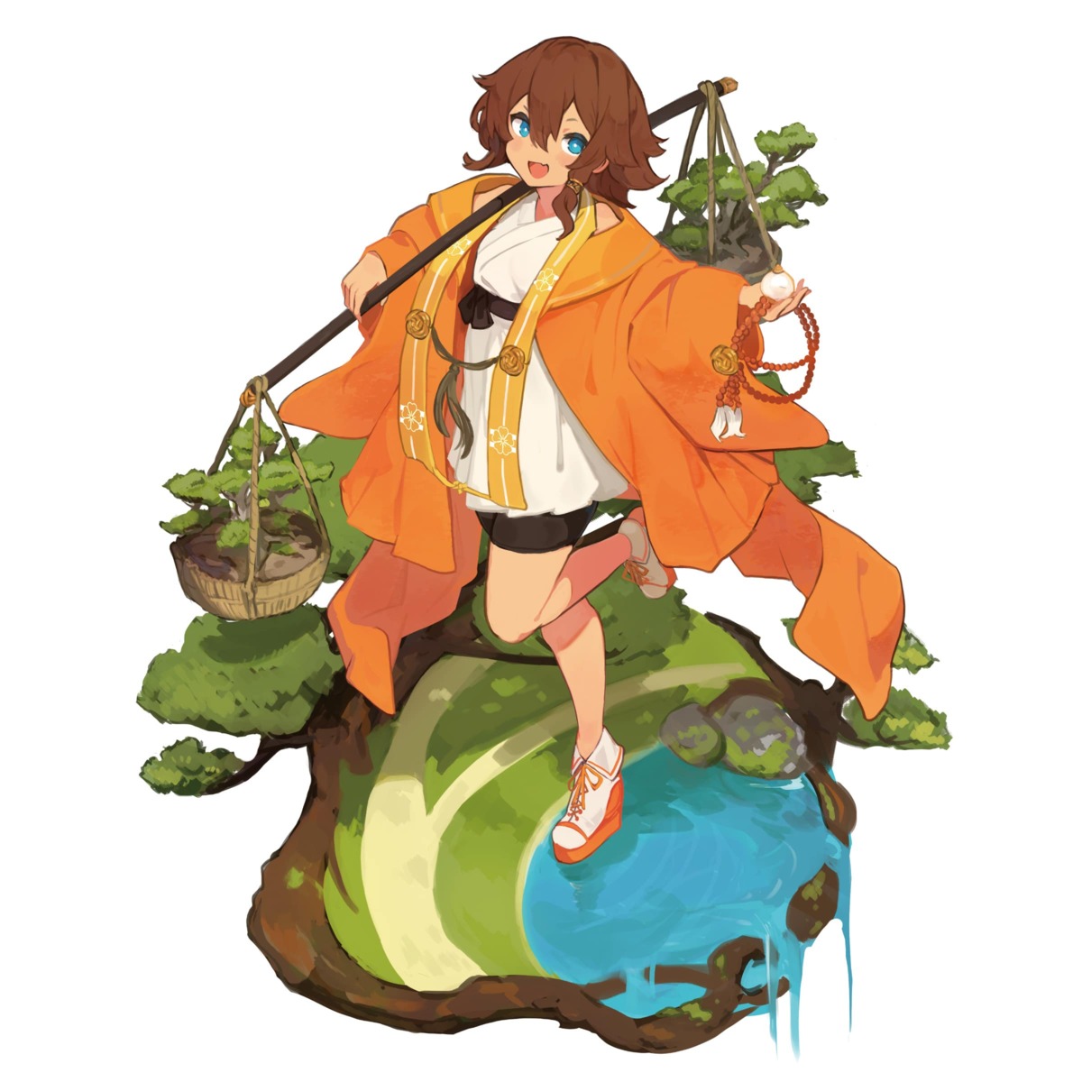 bike_shorts, japanese_clothes, lansane, omuro_musume