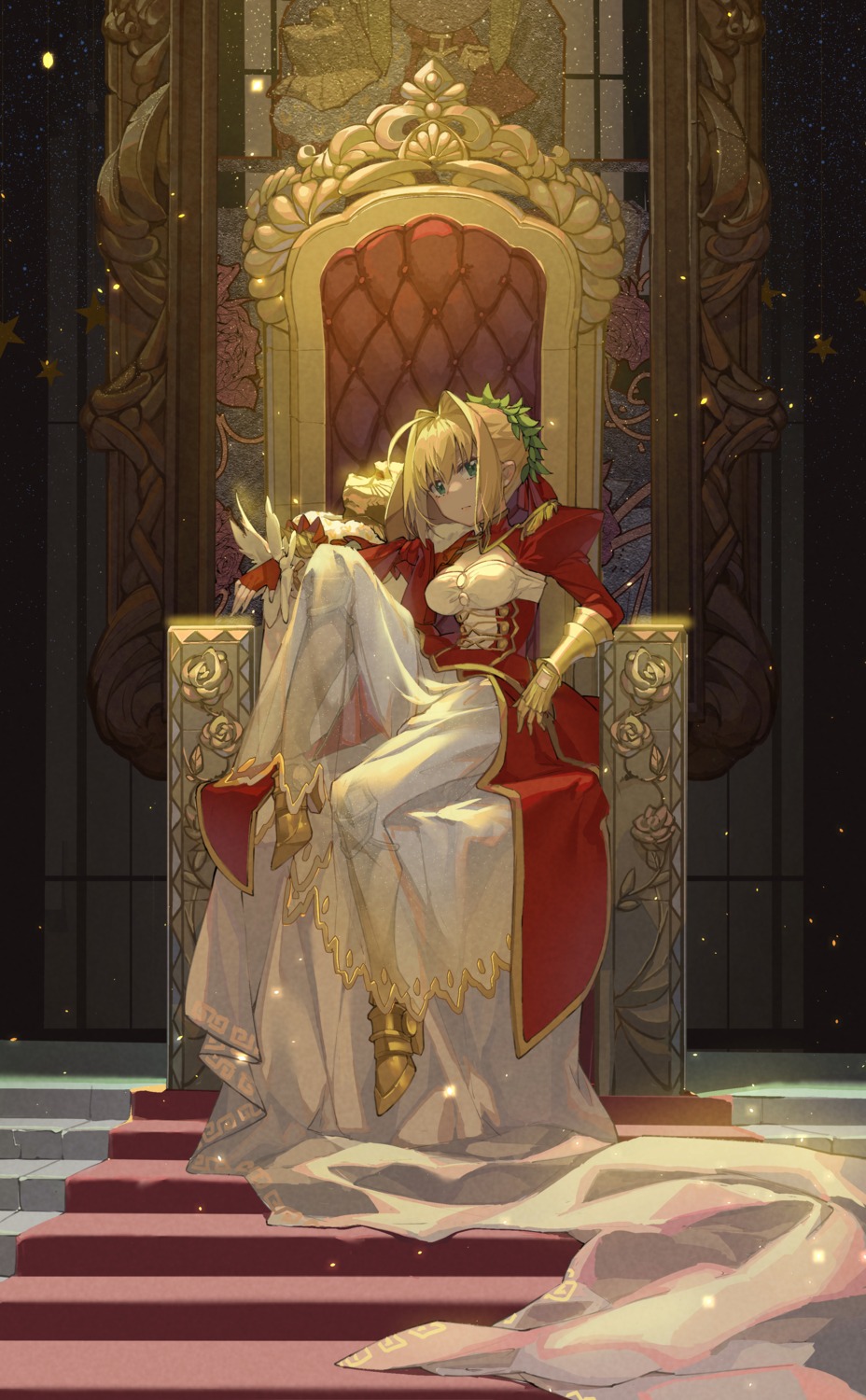 armor, cleavage, dress, fate/grand_order, heels, kotatsu_kaya, nero_claudius_(fate), see_through