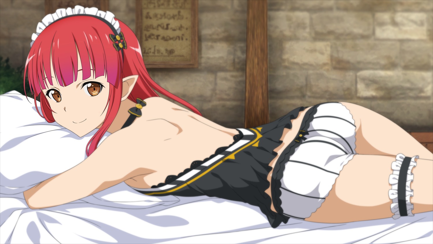 ass, game_cg, garter, maid, no_bra, pointy_ears, rain_(sword_art_online), sword_art_online, sword_art_online_hollow_realization, tagme