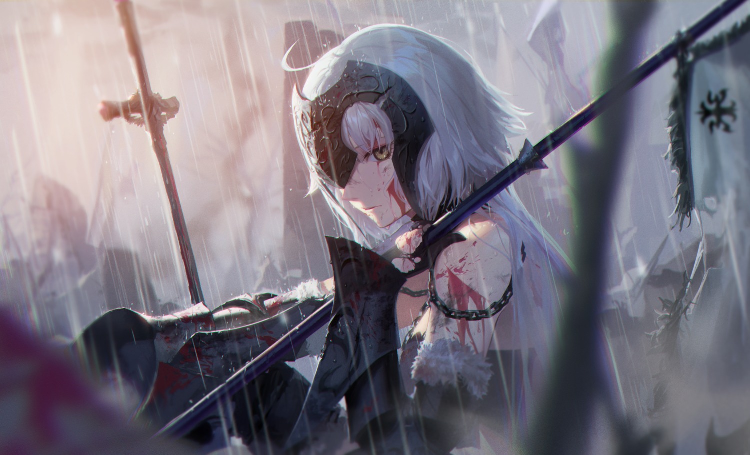 armor, artist_revision, blood, fate/grand_order, jeanne_d'arc, jeanne_d'arc_alter_(fate), wet, zonotaida