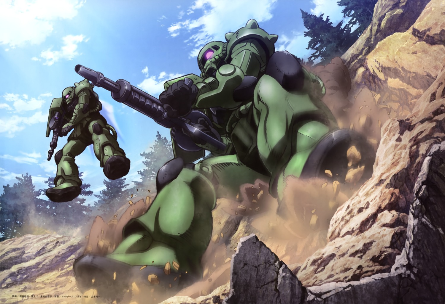gun, gundam, mecha, ms-06_zaku_ii, takaya_hirotoshi, zaku