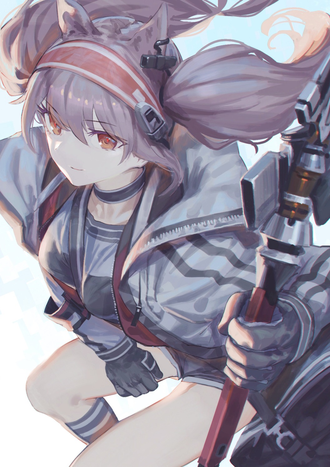angelina_(arknights), animal_ears, arknights, lynchis, weapon