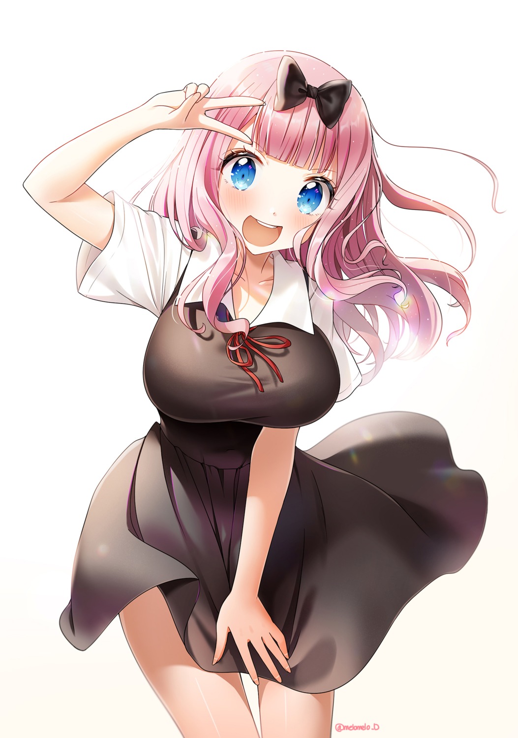 fujiwara_chika, kaguya-sama_wa_kokurasetai_~tensai-tachi_no_renai_zunousen~, melo_(meromero), seifuku, skirt_lift