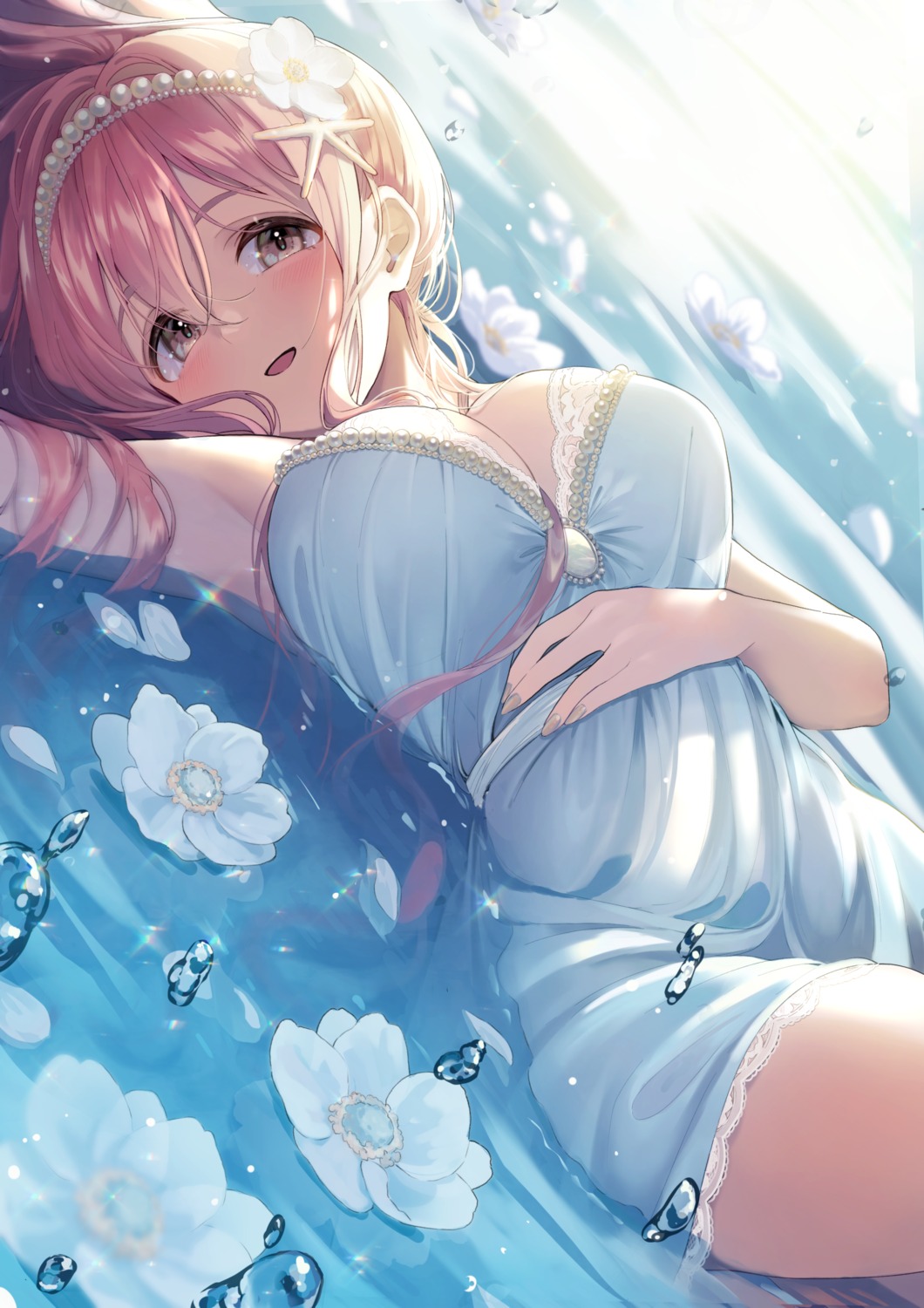 cleavage, dress, magako, saionji_kotoka, the_idolm@ster, the_idolm@ster_cinderella_girls, wet