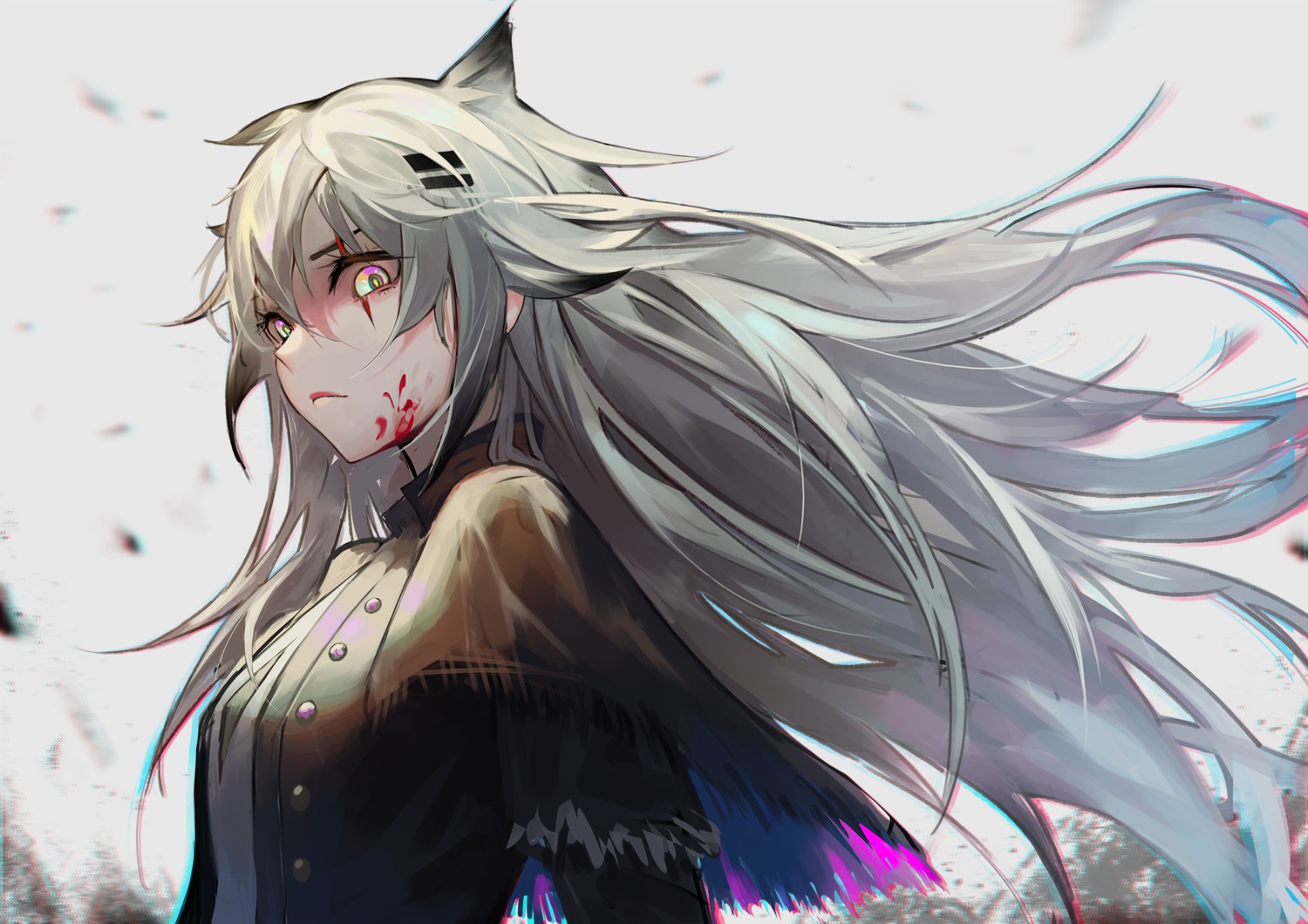 animal_ears, arknights, blood, krin, lappland_(arknights)