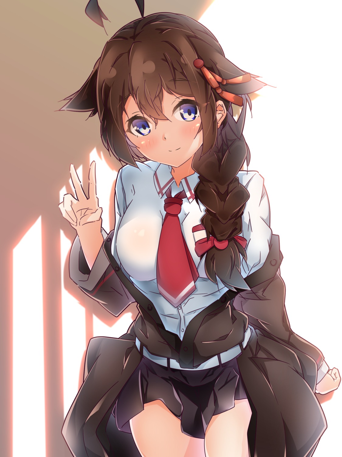 harukawa_(hal501), kantai_collection, seifuku, shigure_(kancolle), sketch, skirt_lift