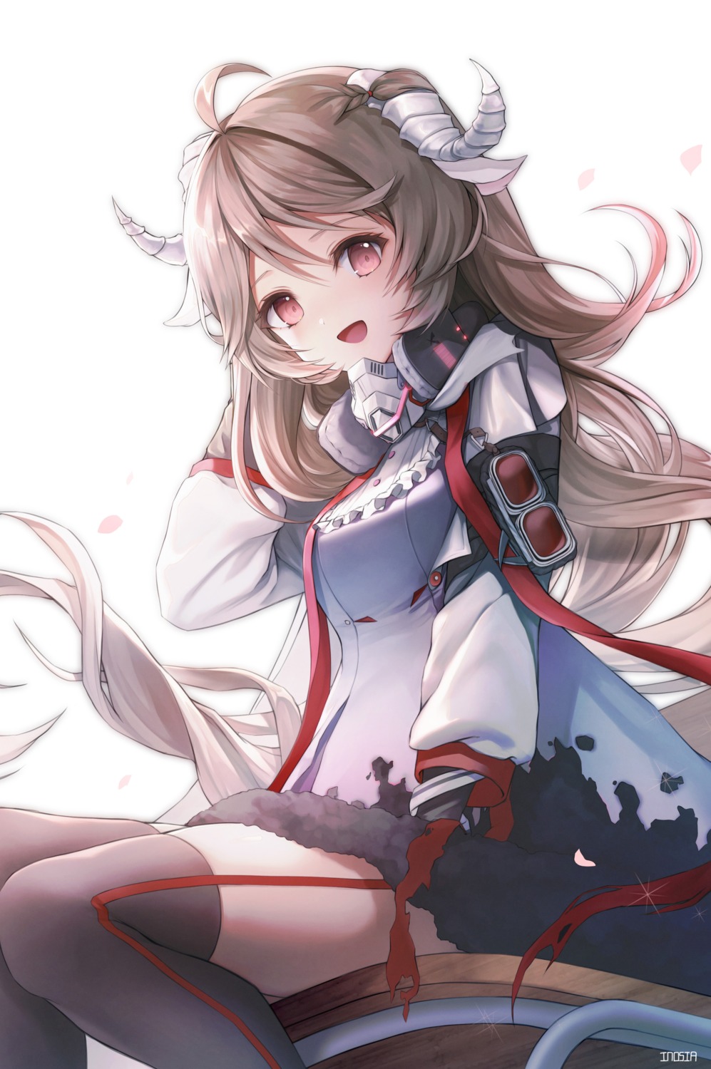 animal_ears, arknights, eyjafjalla_(arknights), horns, inosia, stockings, thighhighs
