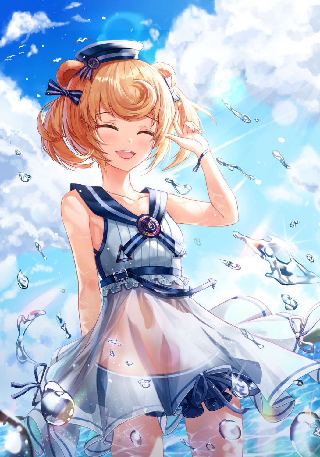 arknights, fall_(aki), gummy_(arknights), see_through, swimsuits, wet