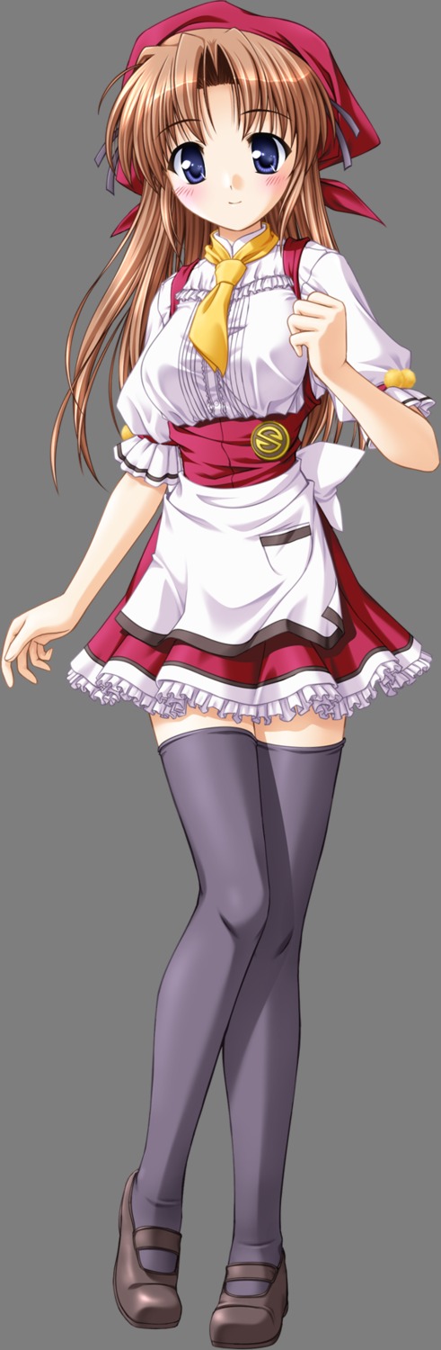 takamizawa_natsuki, thighhighs, transparent_png, waitress, yoake_mae_yori_ruriiro_na