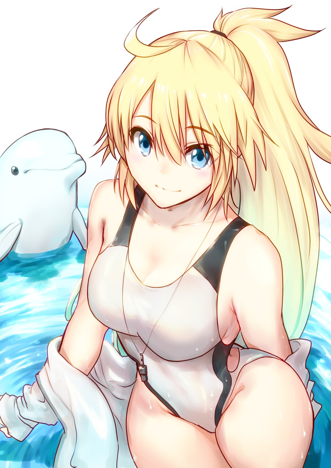cleavage, fate/grand_order, jeanne_d'arc, jeanne_d'arc_(fate), nakanishi_tatsuya, swimsuits, wet