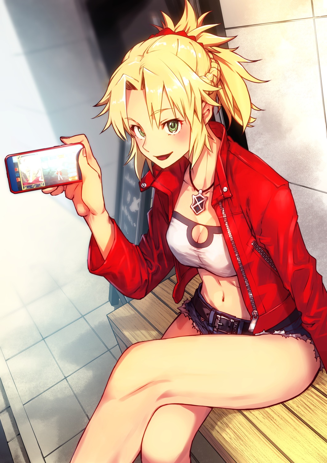 cleavage, fate/grand_order, mordred_(fate), nakanishi_tatsuya, open_shirt