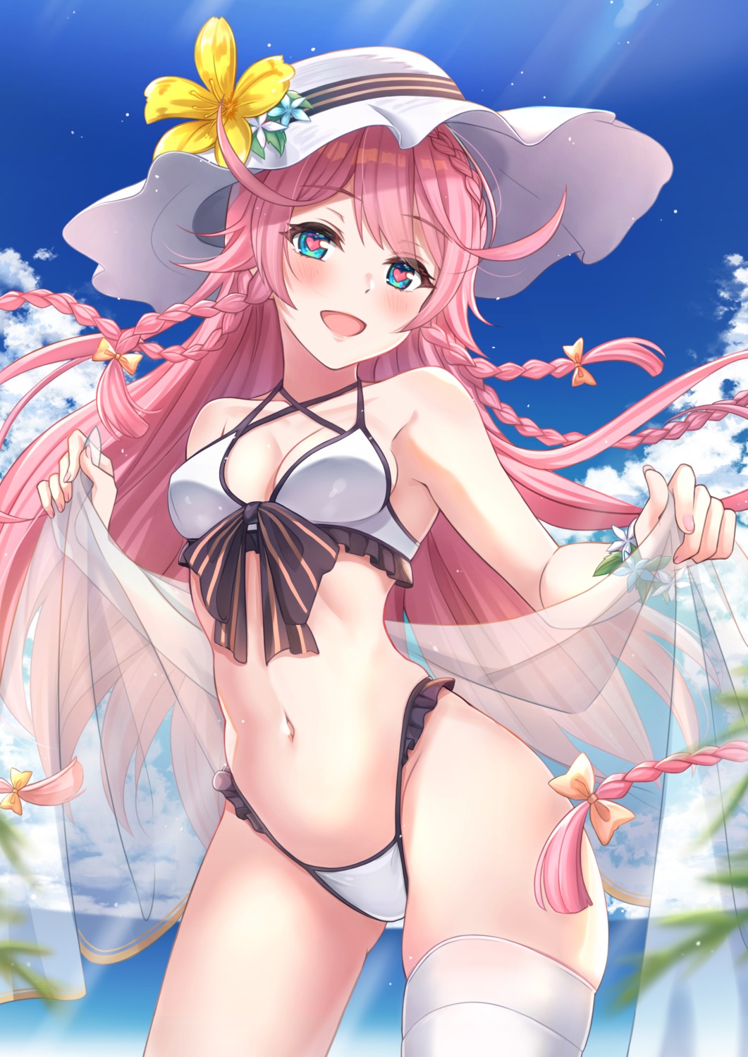 angelica_(epic7), bikini, cleavage, epic7, keikei, see_through, swimsuits, thighhighs
