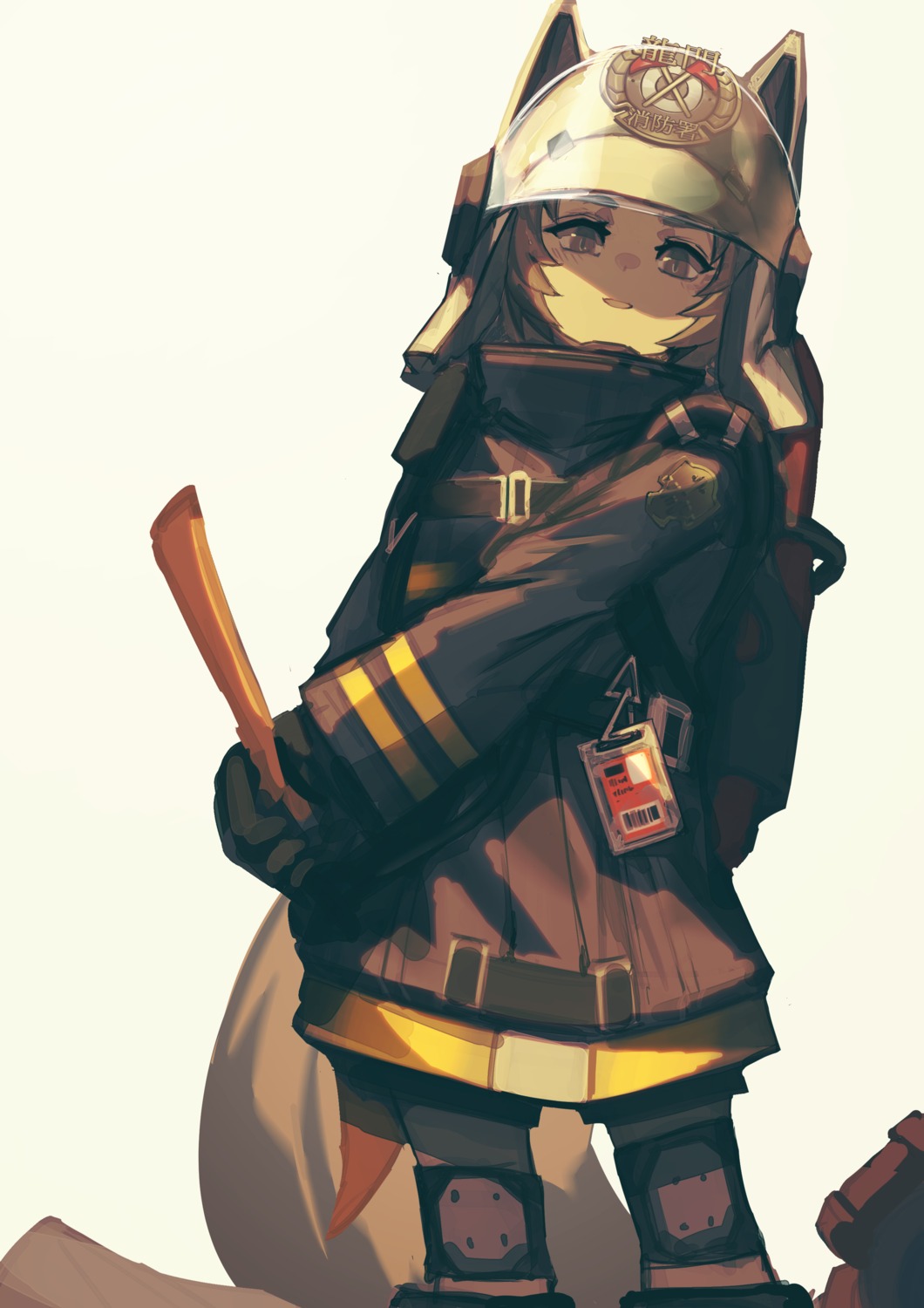 animal_ears, arknights, fixro2n, shaw_(arknights), uniform, weapon