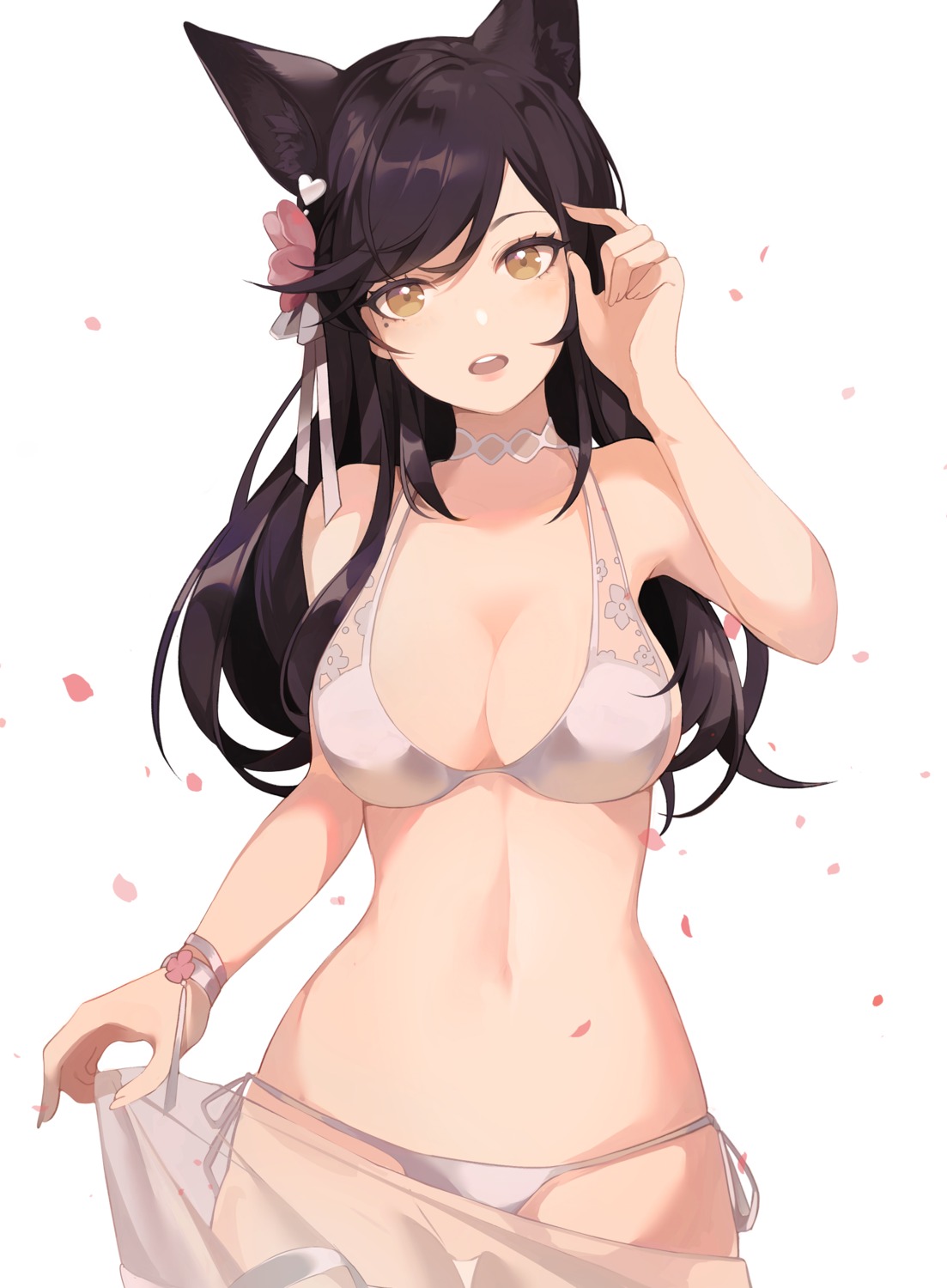 animal_ears, atago_(azur_lane), azur_lane, bikini, saibe, see_through, swimsuits, undressing