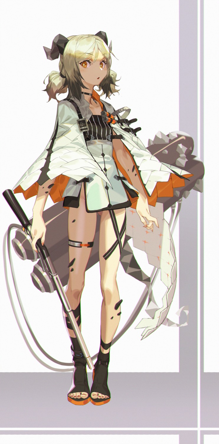 arknights, garter, gun, horns, ifrit_(arknights), li_chunfu, nopan