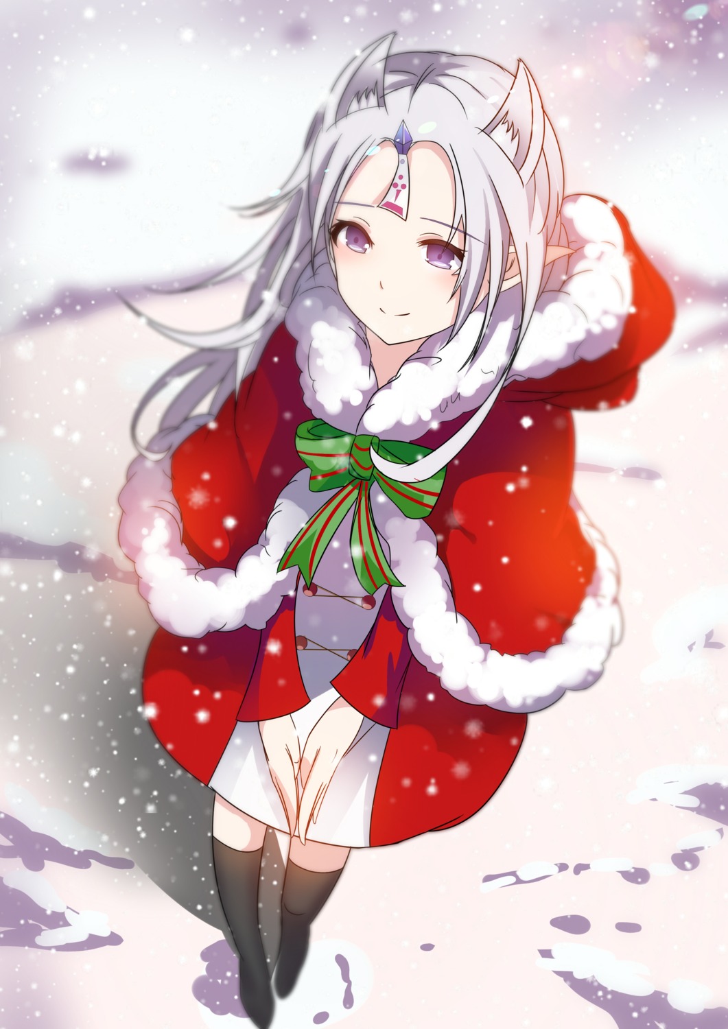 animal_ears, christmas, closers, dress, lanelise, levia_(closers), pointy_ears, thighhighs