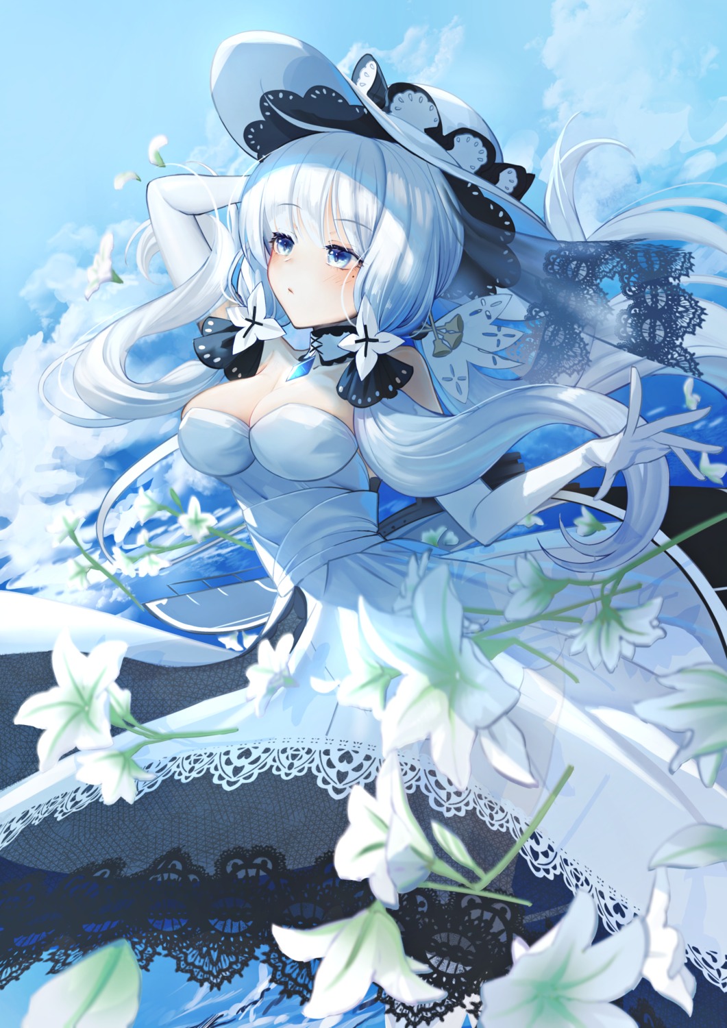 azur_lane, cleavage, dress, illustrious_(azur_lane), masoo