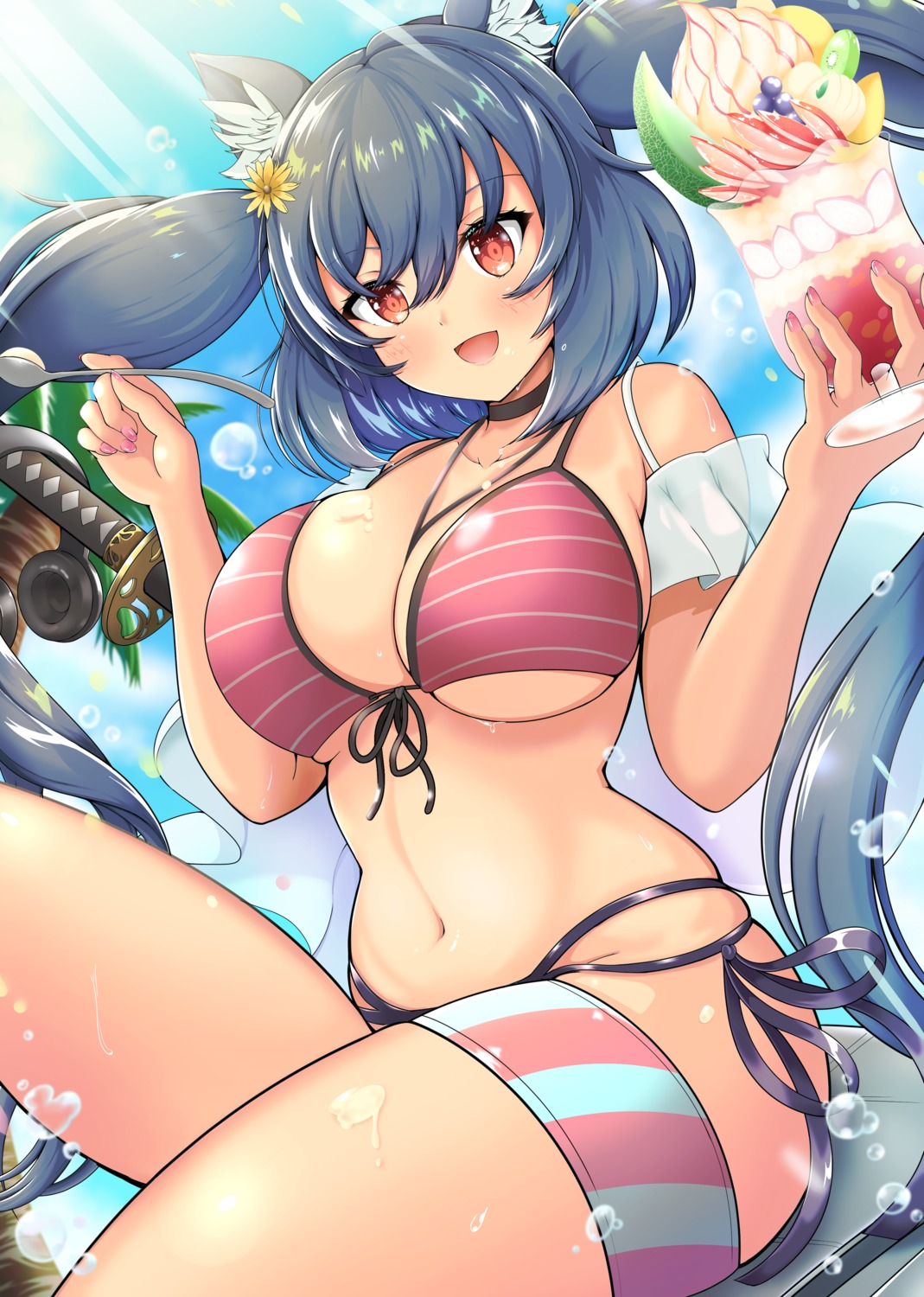animal_ears, ashigara_(azur_lane), azur_lane, bikini, garter, swimsuits, yashita_saki