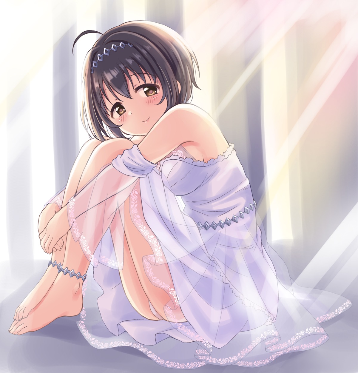 dekosuke, dress, kohinata_miho, pantsu, see_through, skirt_lift, the_idolm@ster, the_idolm@ster_cinderella_girls