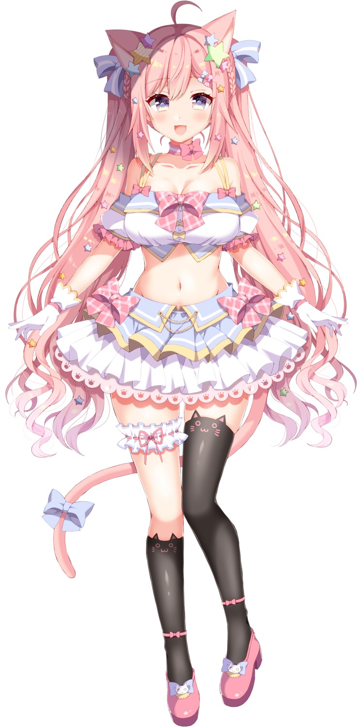 animal_ears, cleavage, enomiya_milk, garter, heels, nekomimi, noripro, tail