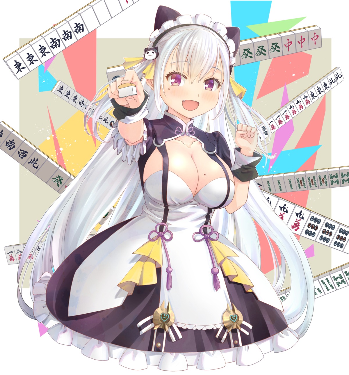 animal_ears, cleavage, haniwa_(leaf_garden), hourei_tenten, indie_virtual_youtuber, maid, nekomimi