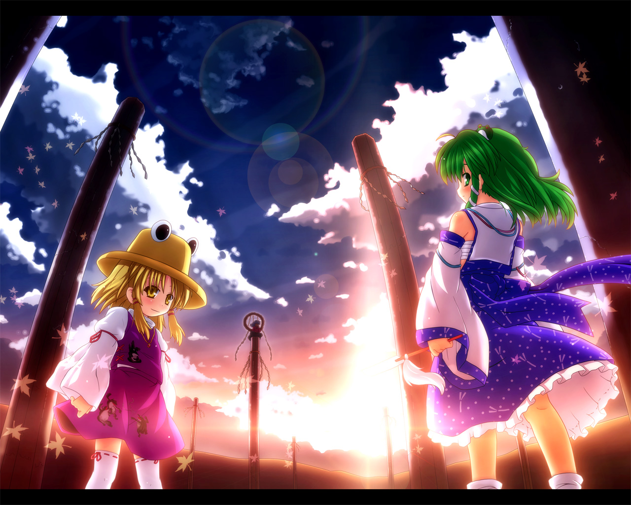 etogami_kazuya, kochiya_sanae, moriya_suwako, touhou, wallpaper, yasaka_kanako
