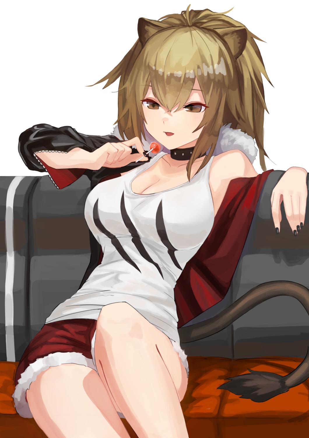animal_ears, ao_(1234painter), arknights, cleavage, siege_(arknights), tail