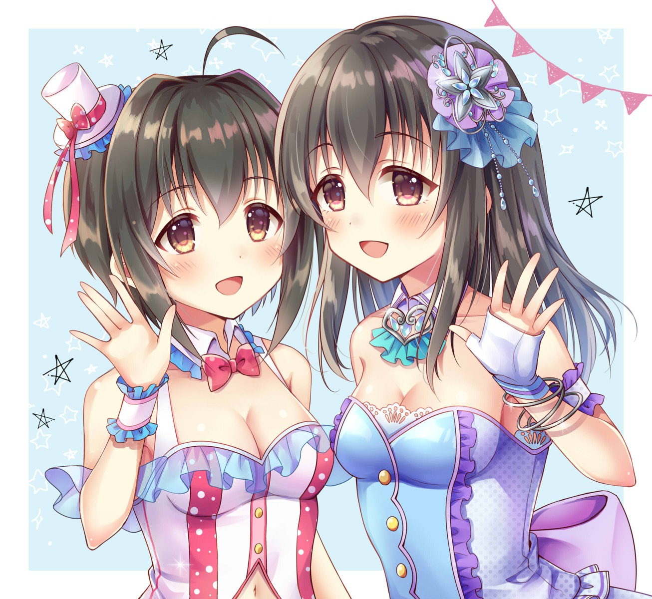 cleavage, fujiwara_hajime, hibiki_tooru, kohinata_miho, the_idolm@ster, the_idolm@ster_cinderella_girls
