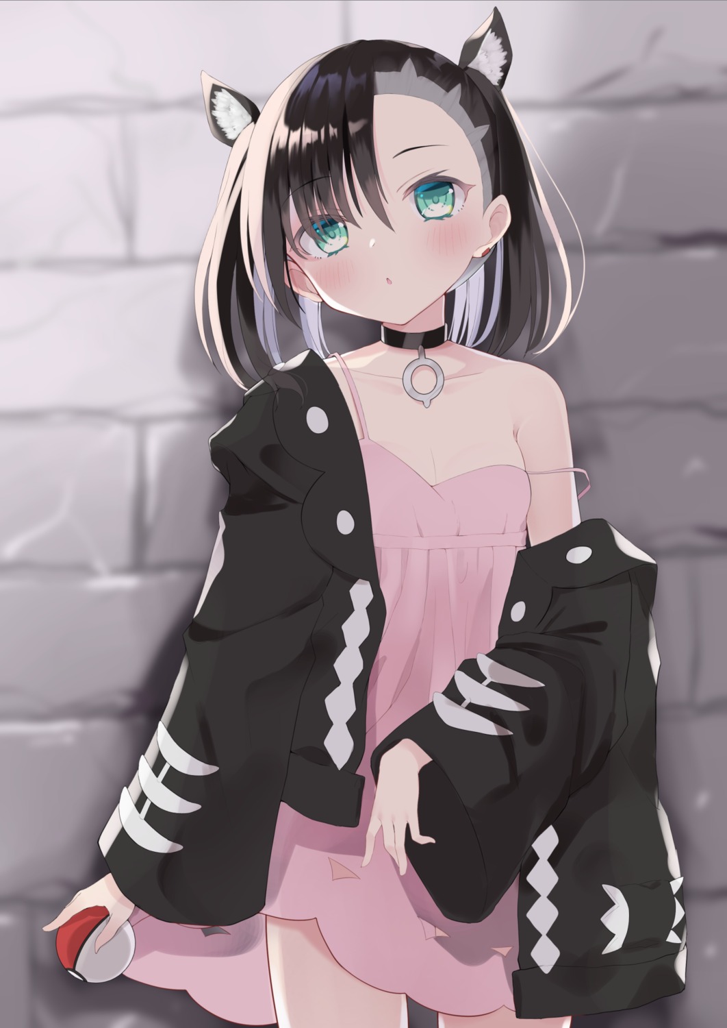 agaki_anko, animal_ears, cleavage, dress, mary_(pokemon), no_bra, pokemon, pokemon_swsh