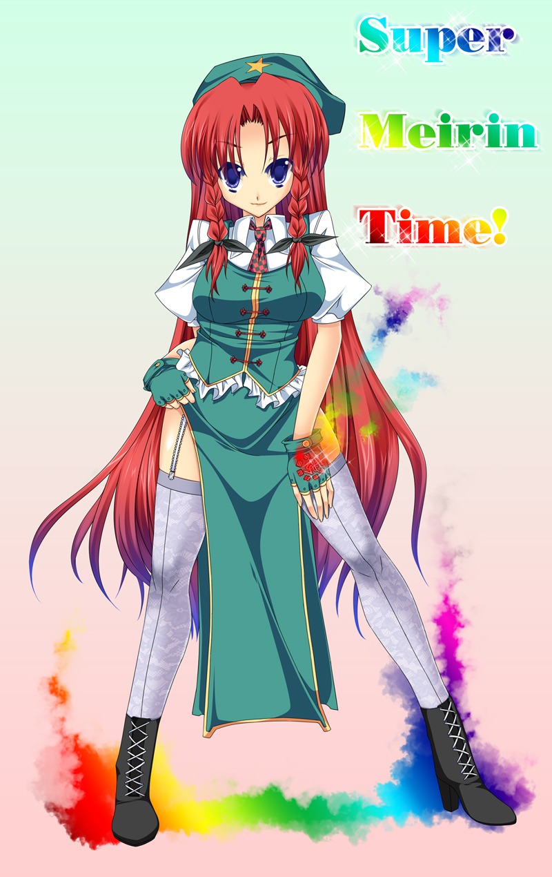 hong_meiling, kirise_mitsuru, thighhighs, touhou