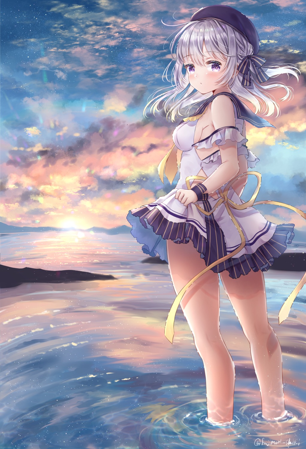 dress, fujimori_shiki, skirt_lift, wet