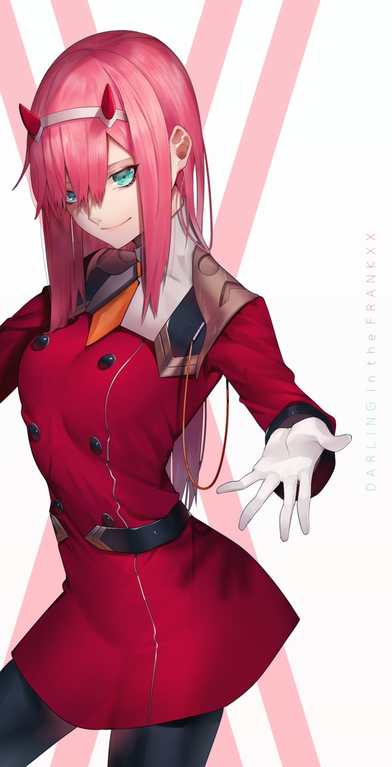 darling_in_the_franxx, horns, pantyhose, simanerikotton, uniform, zero_two_(darling_in_the_franxx)