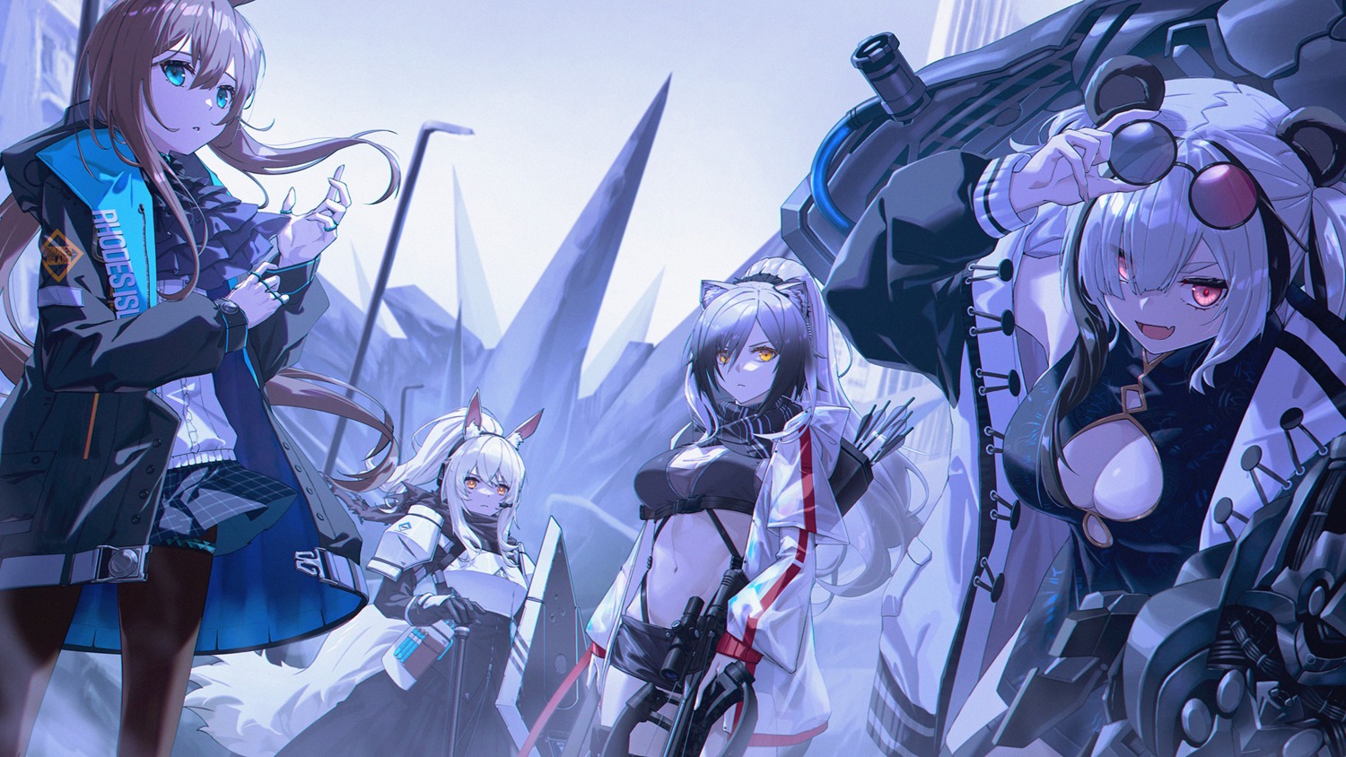 amiya_(arknights), animal_ears, arknights, armor, chinadress, cleavage, feater_(arknights), garter