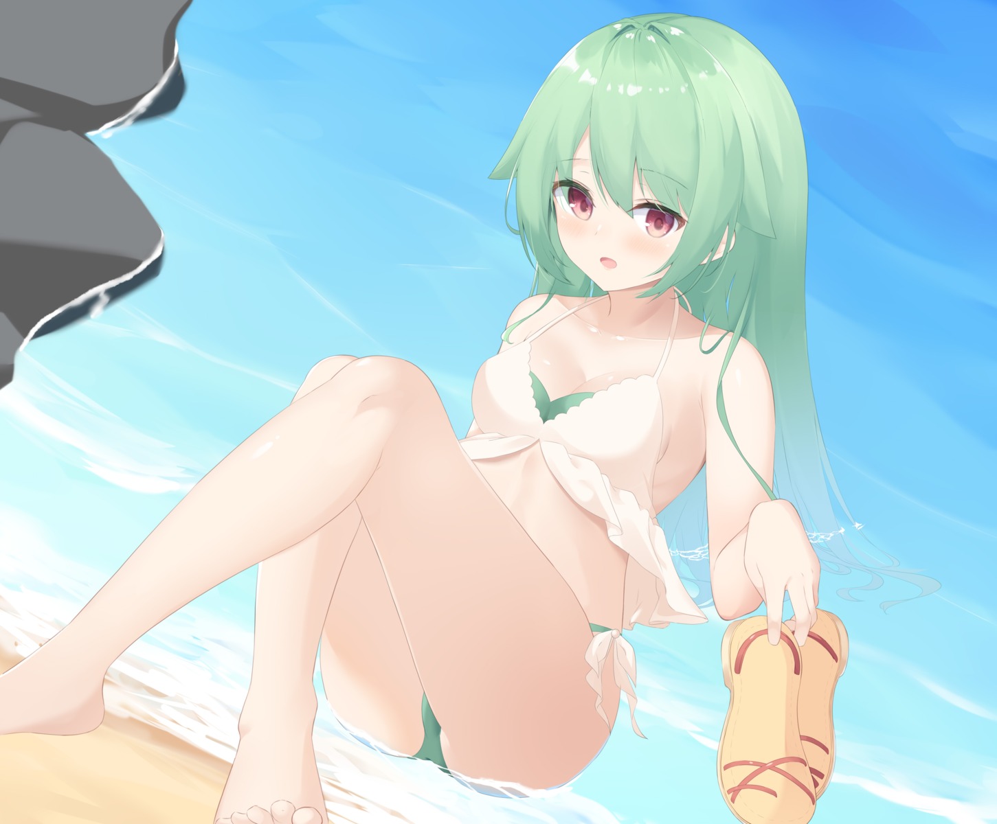 bikini, cleavage, feet, roido_(taniko-t-1218), swimsuits, wet