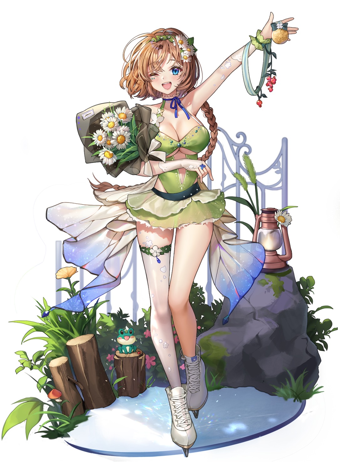 buchu, cleavage, ice_skating, thighhighs, underboob