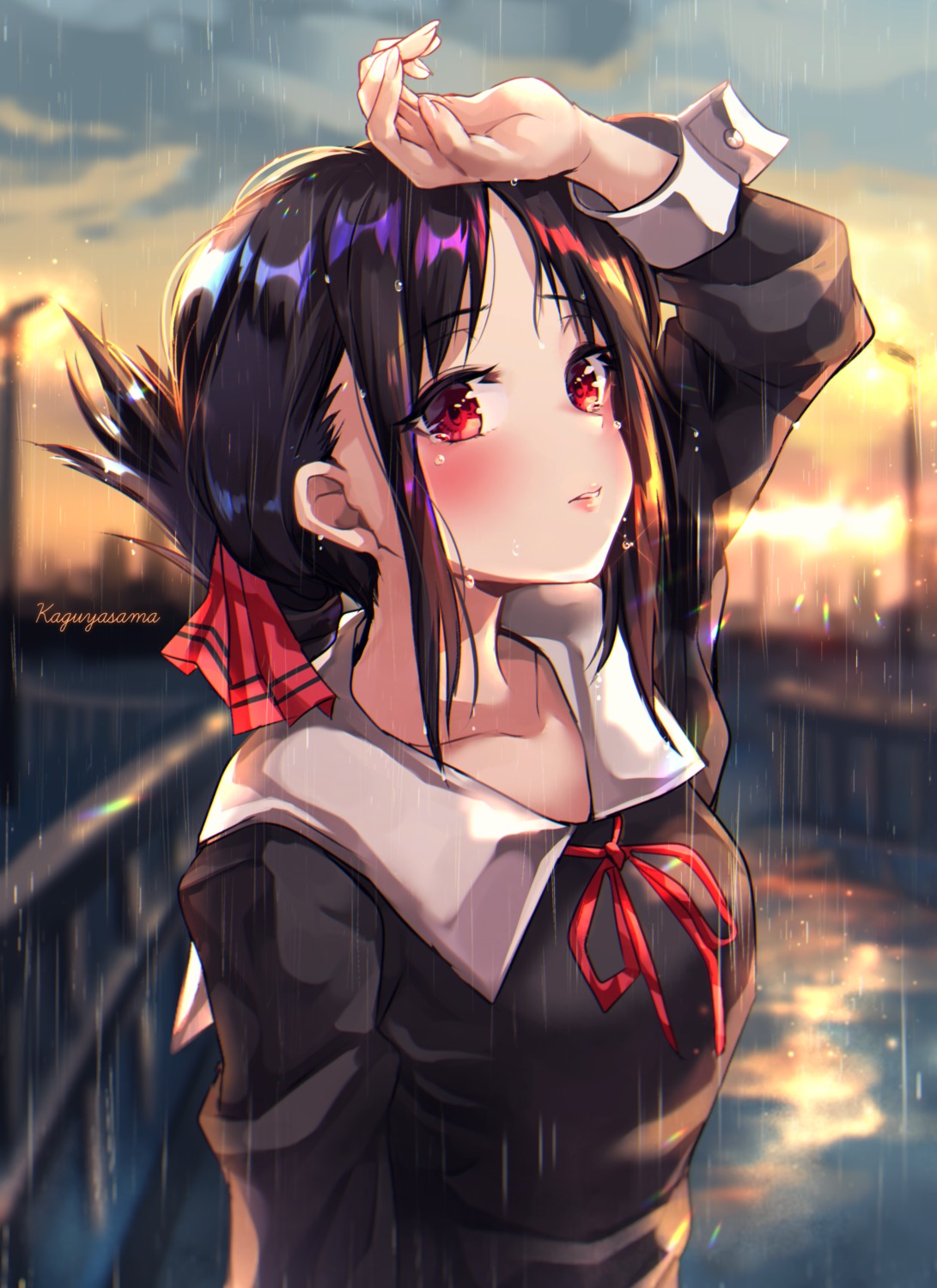 kaguya-sama_wa_kokurasetai_~tensai-tachi_no_renai_zunousen~, seifuku, shashaki, shinomiya_kaguya, wet