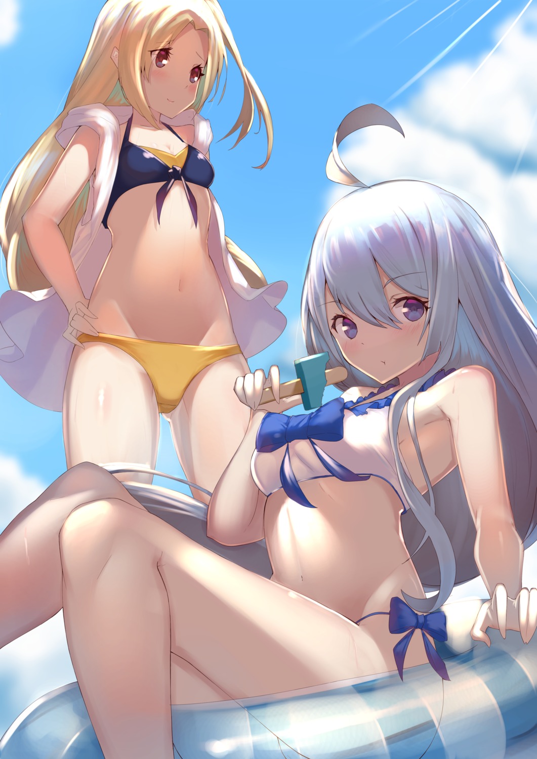 azur_lane, bikini, cleavage, cleveland_(azur_lane), karakushi, open_shirt, swimsuits