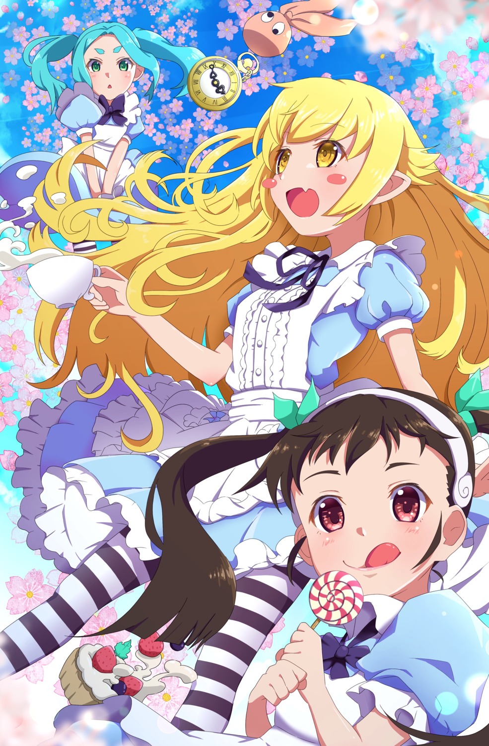 alice, alice_in_wonderland, bakemonogatari, cosplay, drawdream1025, dress, hachikuji_mayoi, monogatari_(series)