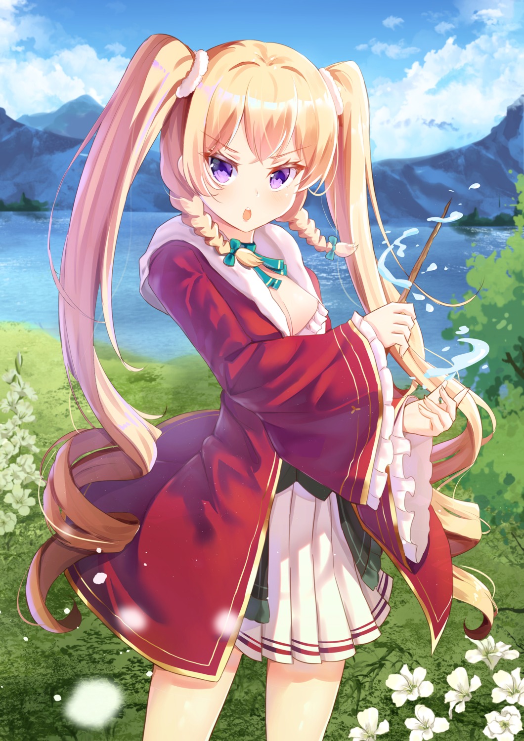 alicia_vladia_sarkista, buta_koushaku_ni_tensei_shitakara_kondo_wa_kimi_ni_suki_to_iitai, cleavage, holmemee, weapon