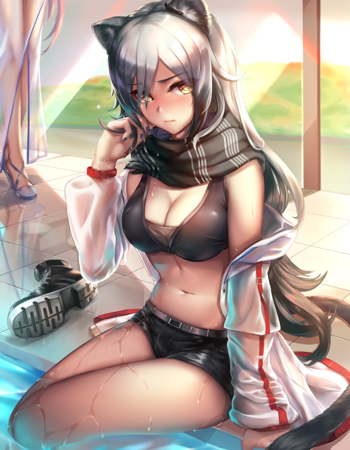 animal_ears, arknights, lanse_dai_mao, schwarz_(arknights), tail