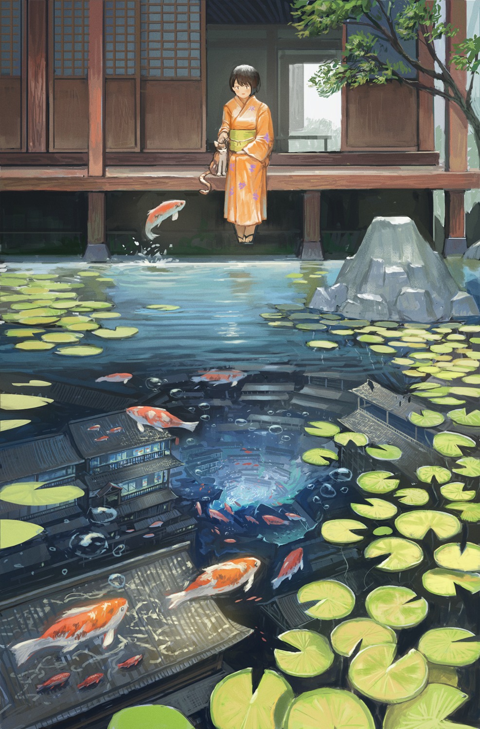 fjsmu, neko, yukata