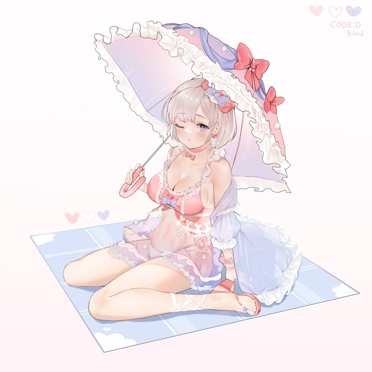 bikini, code:_dragon_blood, dress, heels, see_through, swimsuits, tagme, umbrella