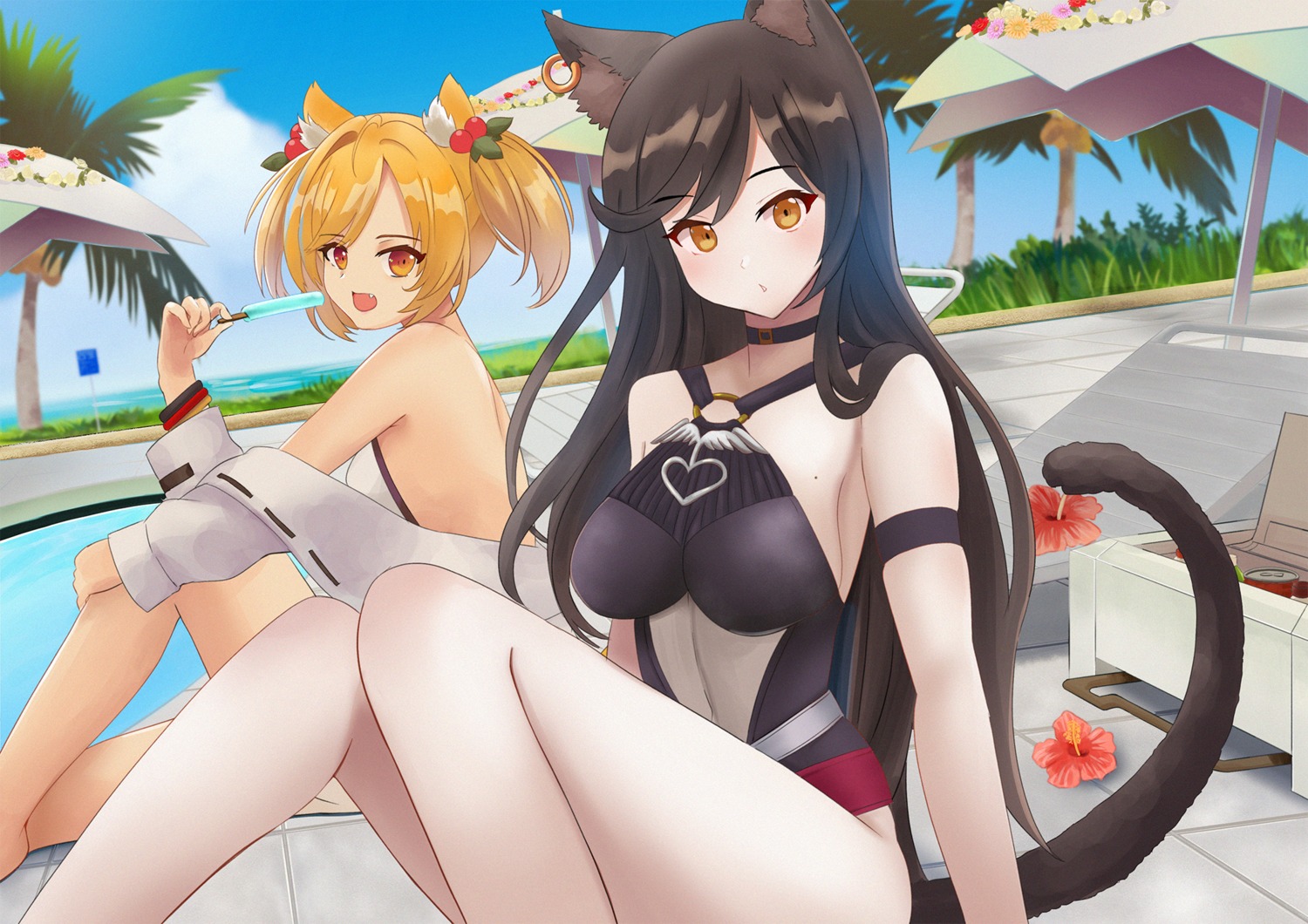 animal_ears, arknights, bikini, john_manjirou_(love-love-happy21), swimsuits, tail