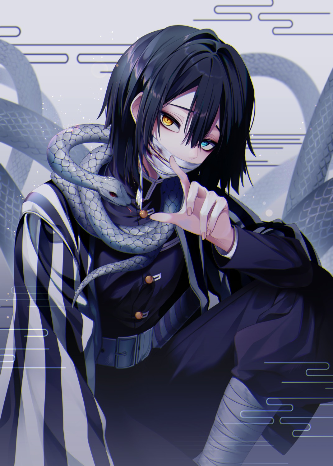 heterochromia, iguro_obanai, japanese_clothes, kimetsu_no_yaiba, male, naru_0, uniform