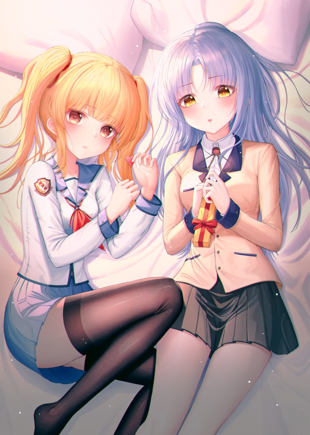 angel_beats!, seifuku, skirt_lift, tachibana_kanade, thighhighs, yjs0803123, yusa